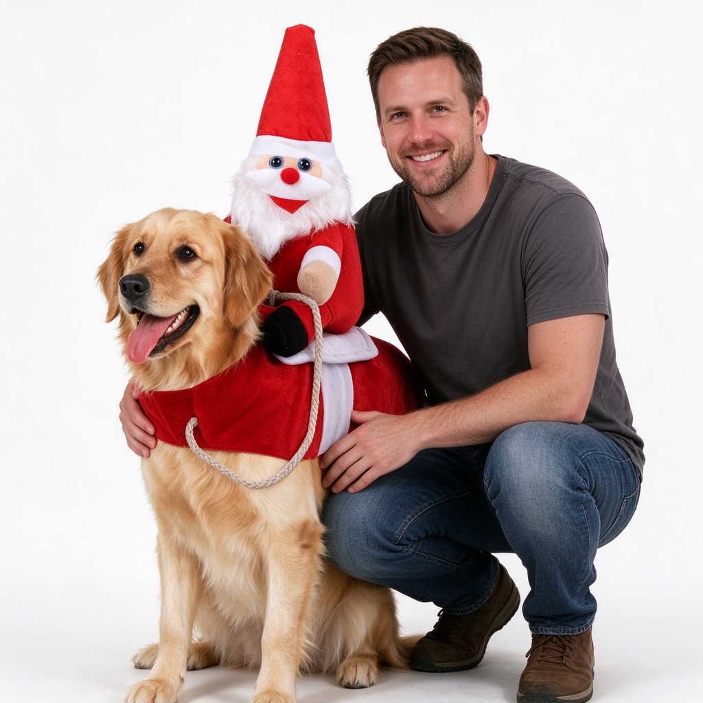 Santa Dog Costume – Christmas Dog Costume, Funny Santa Claus Pet Costume for Dogs, Festive Dog Christmas Outfit