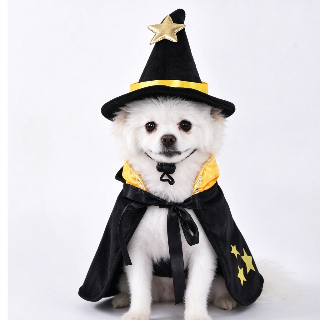 Witch Dog Costume – Halloween Dog Costume, Cute Witch Costume for Dogs, Magical Pet Costume with Witch Hat for Halloween Parties
