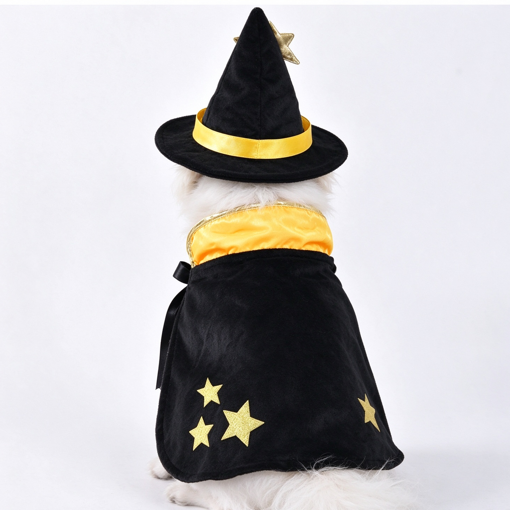 Witch Dog Costume – Halloween Dog Costume, Cute Witch Costume for Dogs, Magical Pet Costume with Witch Hat for Halloween Parties