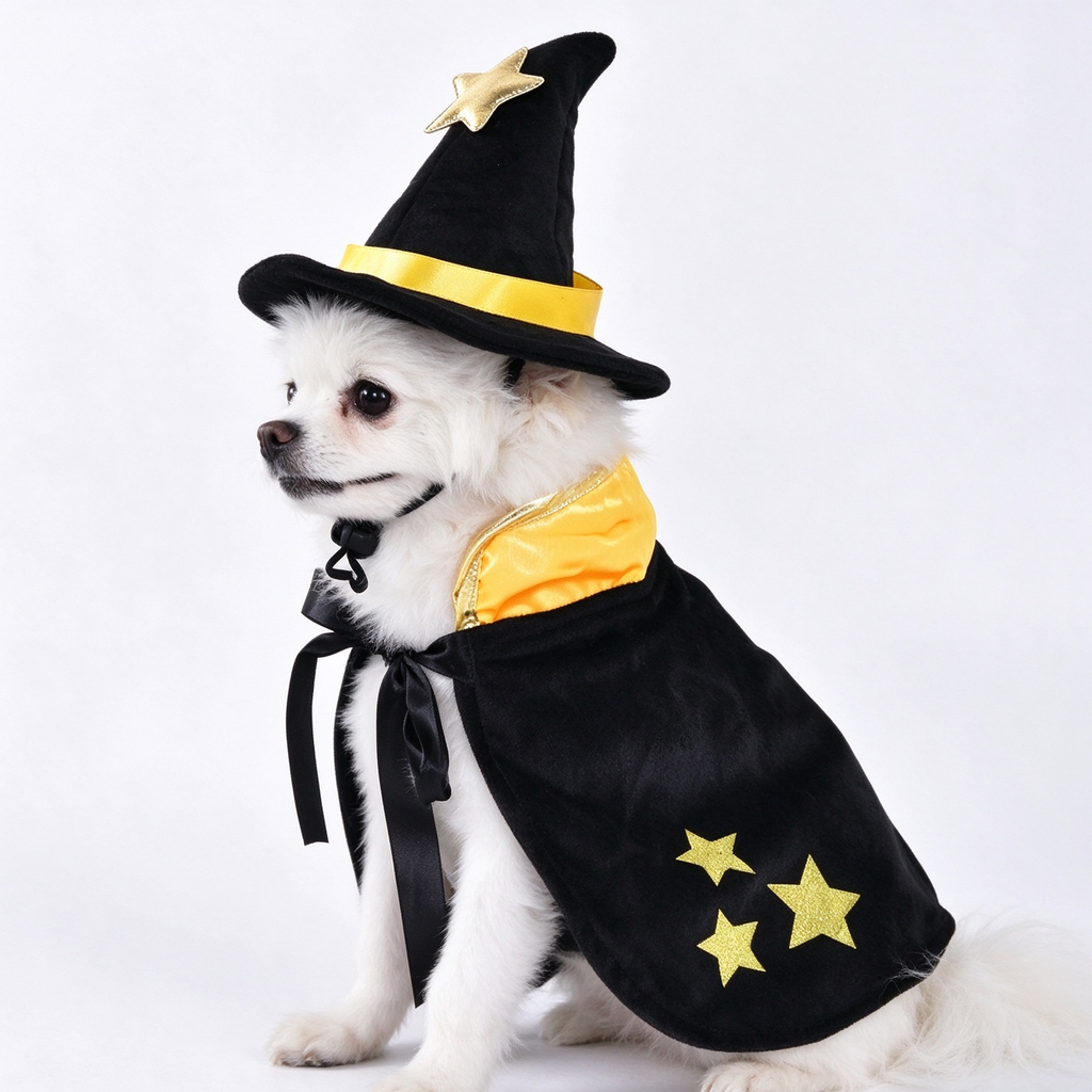 Witch Dog Costume – Halloween Dog Costume, Cute Witch Costume for Dogs, Magical Pet Costume with Witch Hat for Halloween Parties