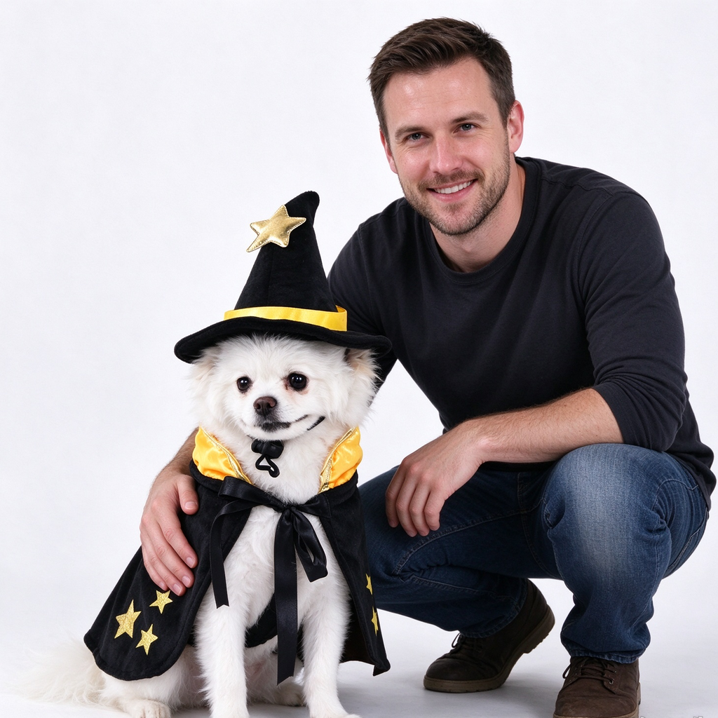 Witch Dog Costume – Halloween Dog Costume, Cute Witch Costume for Dogs, Magical Pet Costume with Witch Hat for Halloween Parties