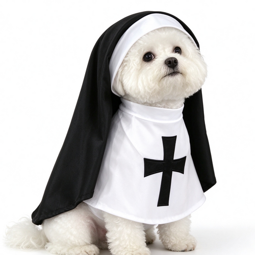 Nun Dog Costume – Funny Dog Halloween Costume, Pet Costume for Dogs & Cats, Religious Cosplay Outfit, Cute Puppy Dress Up for Halloween Parties