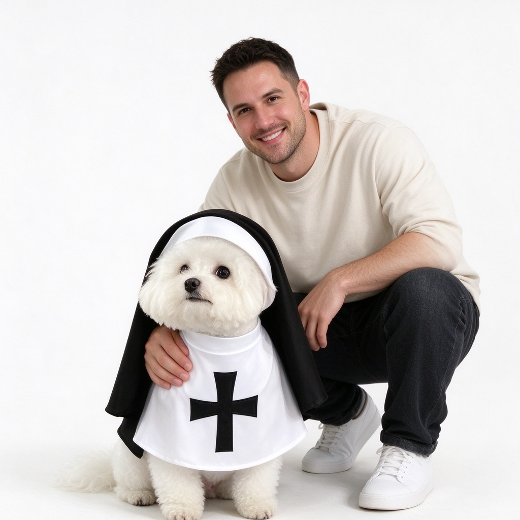 Nun Dog Costume – Funny Dog Halloween Costume, Pet Costume for Dogs & Cats, Religious Cosplay Outfit, Cute Puppy Dress Up for Halloween Parties