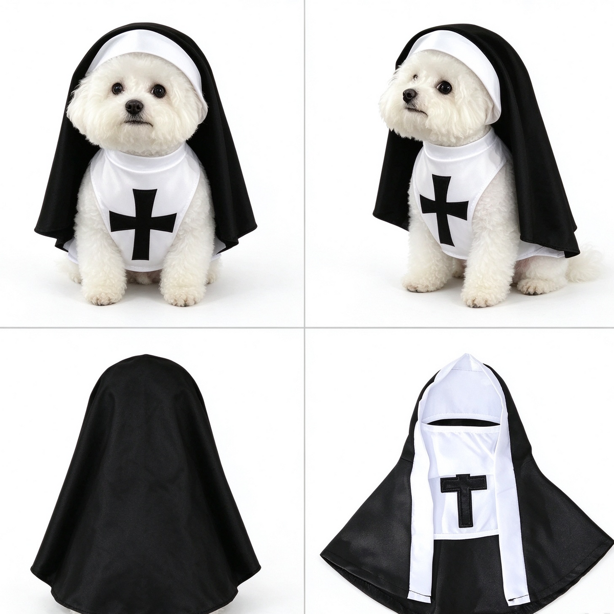 Nun Dog Costume – Funny Dog Halloween Costume, Pet Costume for Dogs & Cats, Religious Cosplay Outfit, Cute Puppy Dress Up for Halloween Parties