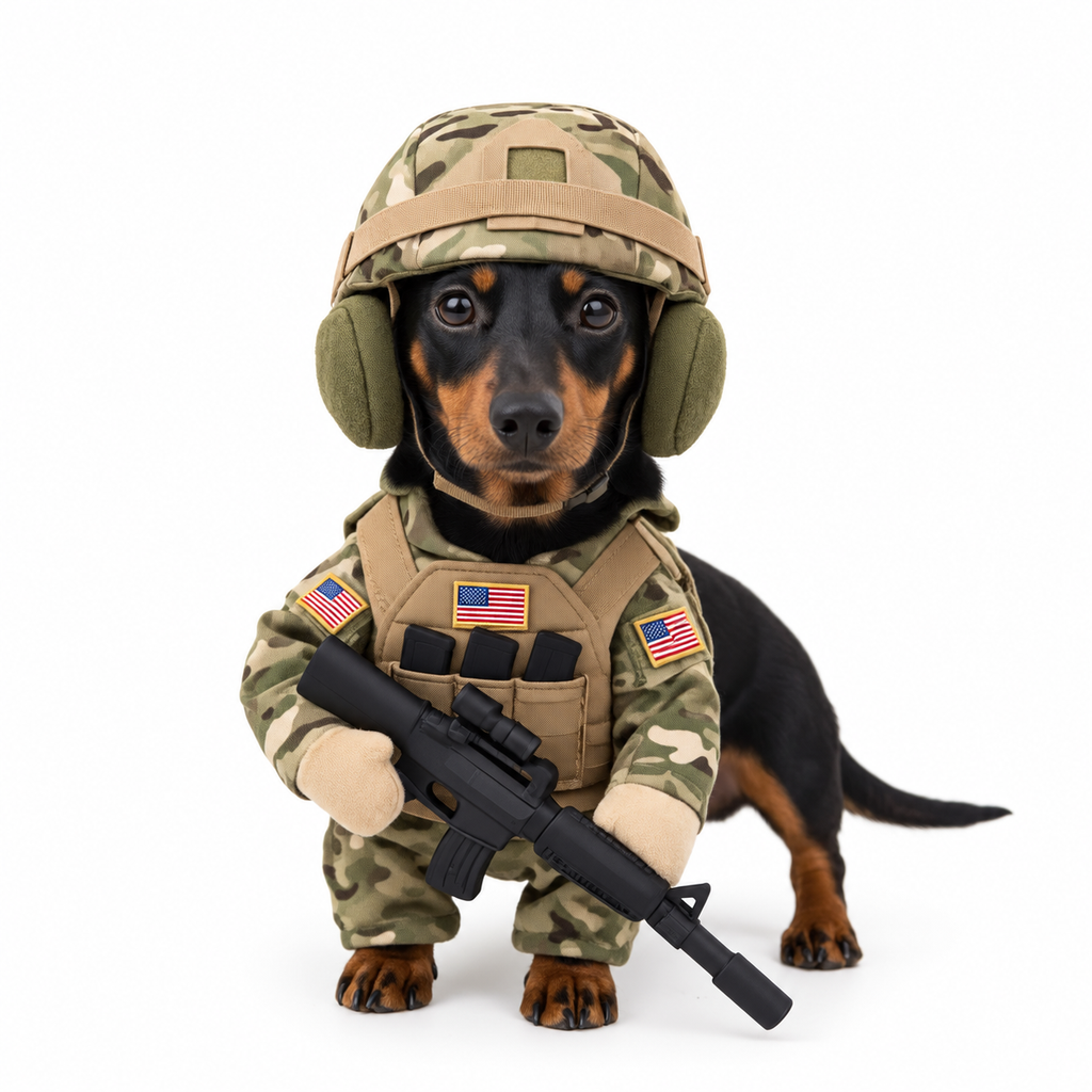 Military Dog Costume – Funny Soldier Outfit for Dogs, Tactical Pet Costume with Helmet for Halloween & Parties